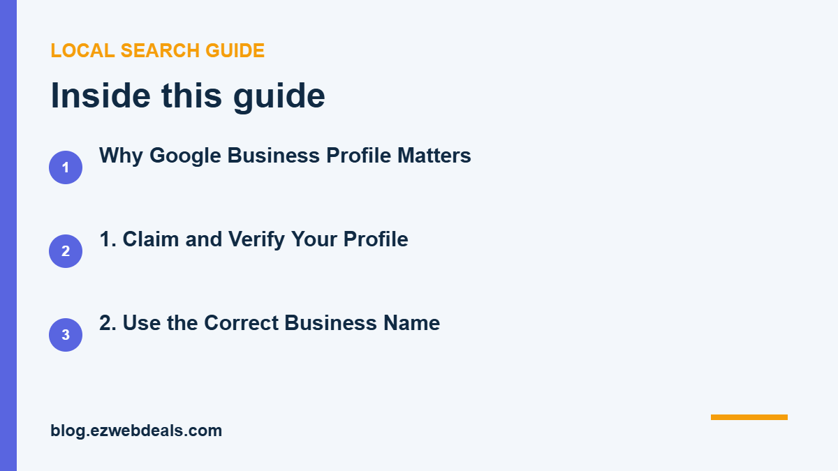 Key topics covered in Google Business Profile Tips for Small Business: Simple Ways to Get More Calls