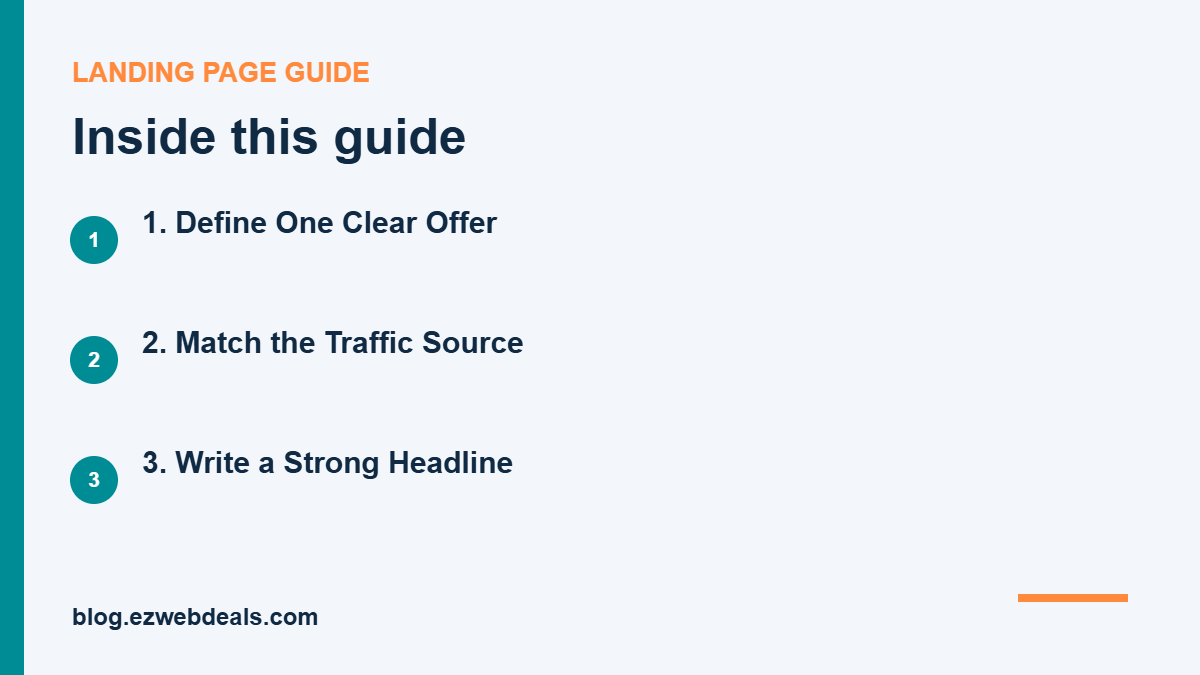 Key topics covered in Landing Page Checklist for Small Business: How to Turn Clicks Into Leads