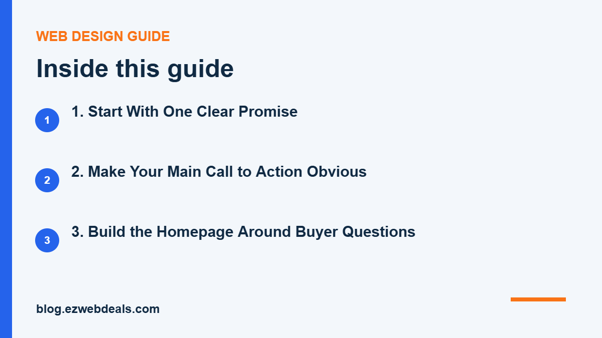 Key topics covered in Small Business Website Design Tips: A Practical Checklist for a Site That Actually Converts